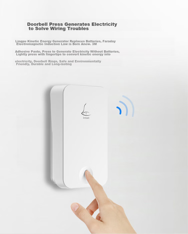 Linptech Wireless Doorbell G4L, Self-Powered Remote Reminder Home Call Button, Supports HUAWEI HiLink, One-To 5