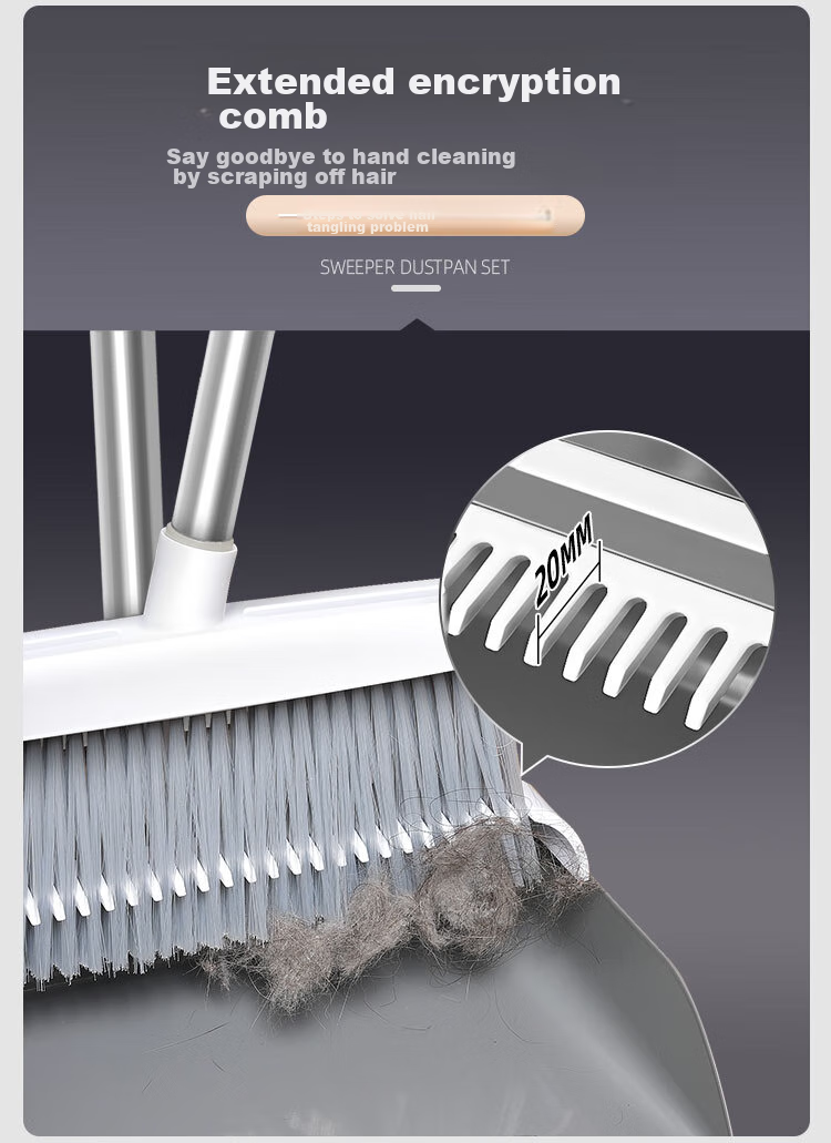 EAST Broom And Dustpan Set, Household Metal Broom And Dustpan Combo, Windproof Comb-Shaped Dustpa 8