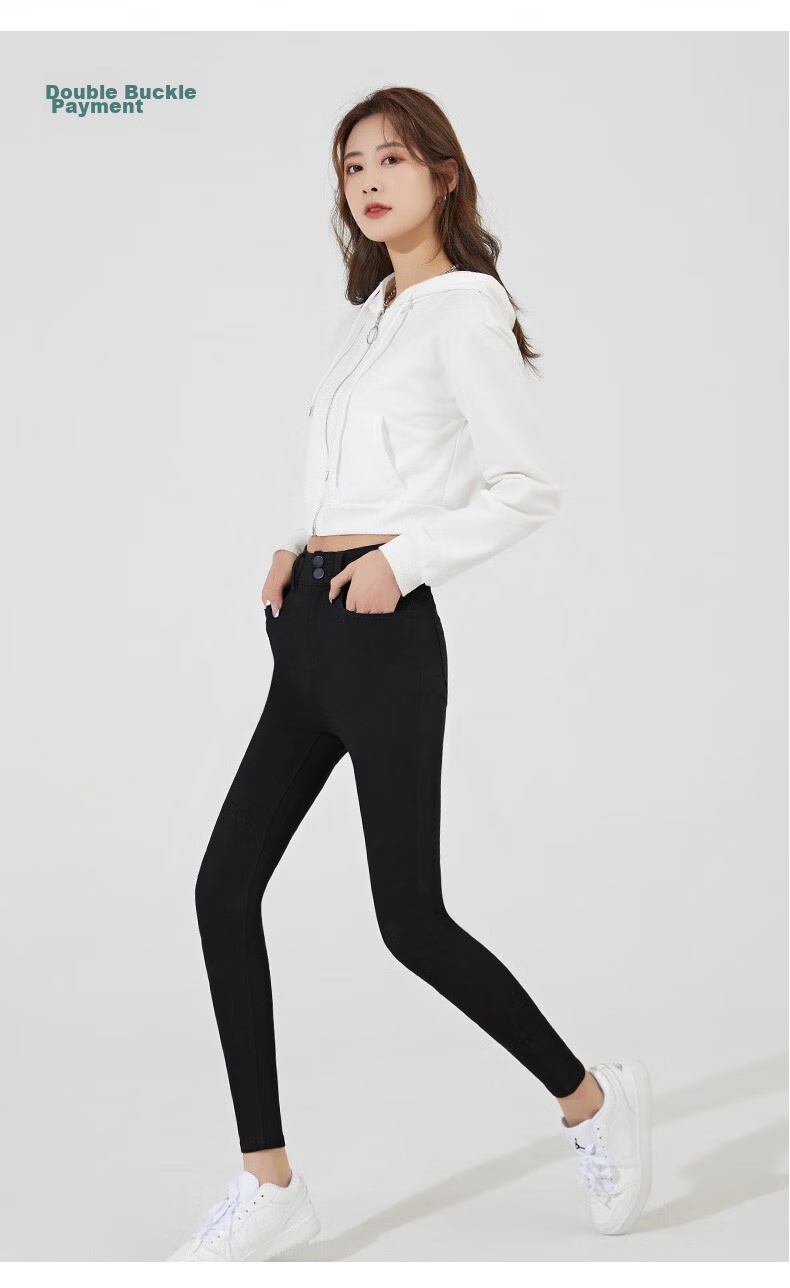 LangSha Women's High-Waist Slim Fit Pencil Pants Black Magic Leggings Spring Autumn 23