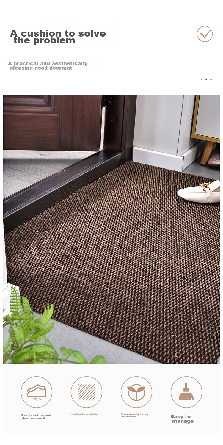 Huaxu Home Floor Mat, Doormat, Entrance Mat, Dirt Scraper, Dust Remover, Wear-Resistant, Non-Slip, Brown, 60*90cm 8