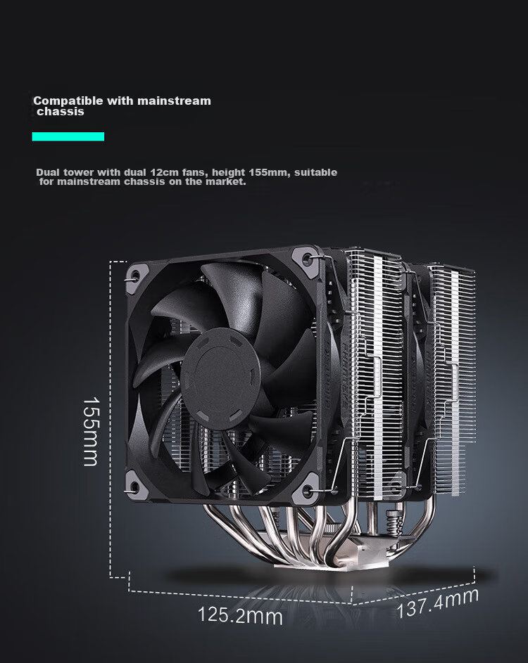 PHANTEKS Polar T6 White Anti-Gravity Dual Tower Air Cooler CPU Heatsink (PWM Dual ARGB Fans, Includes High-Nano Thermal Paste, Heat Spreader, And Noise Reduction Device) 7