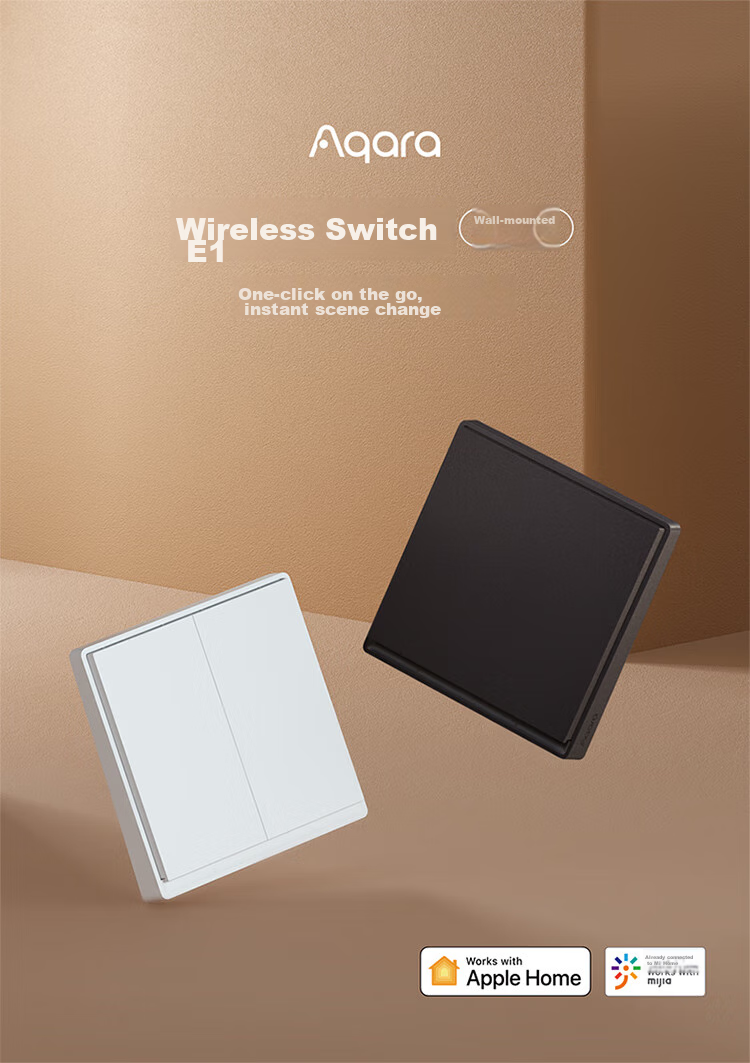Aqara Wireless Switch E1, Single Button Remote Control Switch, Compatible with Mijia APP/iPhone HomeKit 2