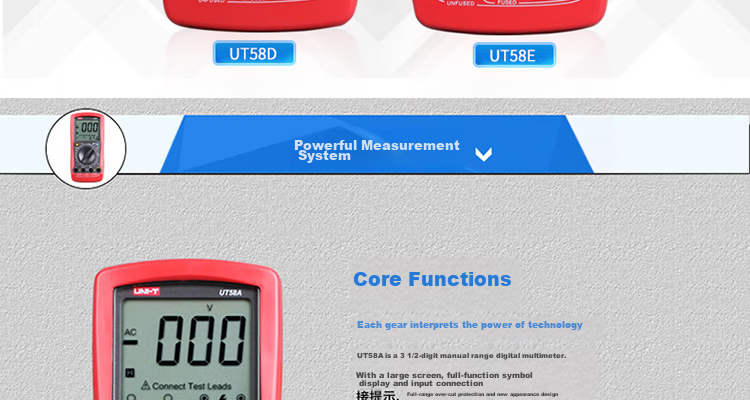 UNI-T UT58A Large Digital Multimeter, Universal Meter for Home Use, Electrician's Meter, Multi-Function Meter 4