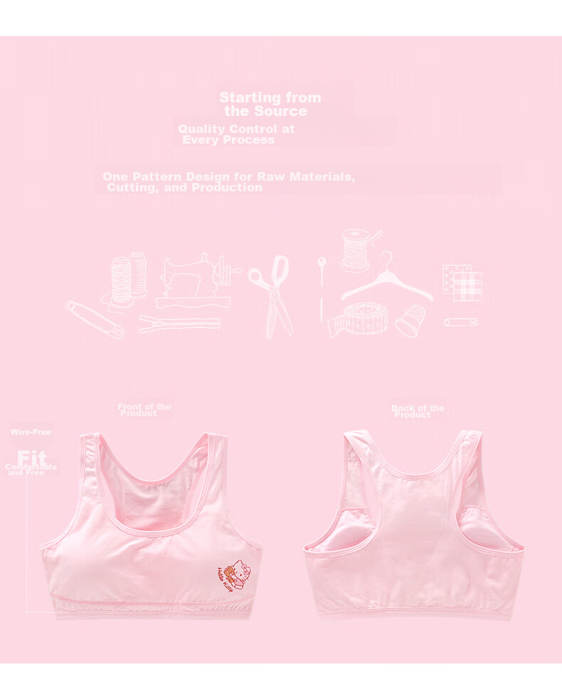 Hello Kitty Developmental Training Bra for Girls, Ages 9-12, Thin Underwire Bra, Summer Camisole for Young Girls, 2009AB/70A 3