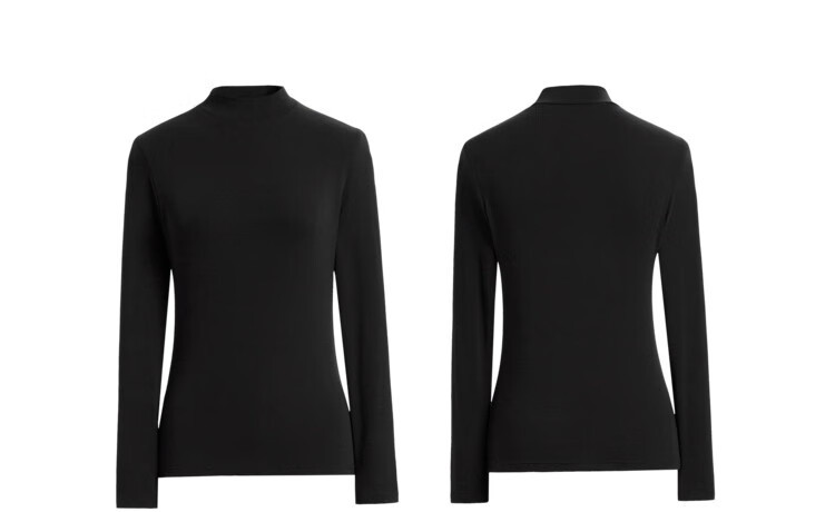 NOME Semi-Turtleneck Fleece Base Layer Women's New Warm Underwear, Fleece-Lined Thermal Top for Autumn And Winter, Black, M 23