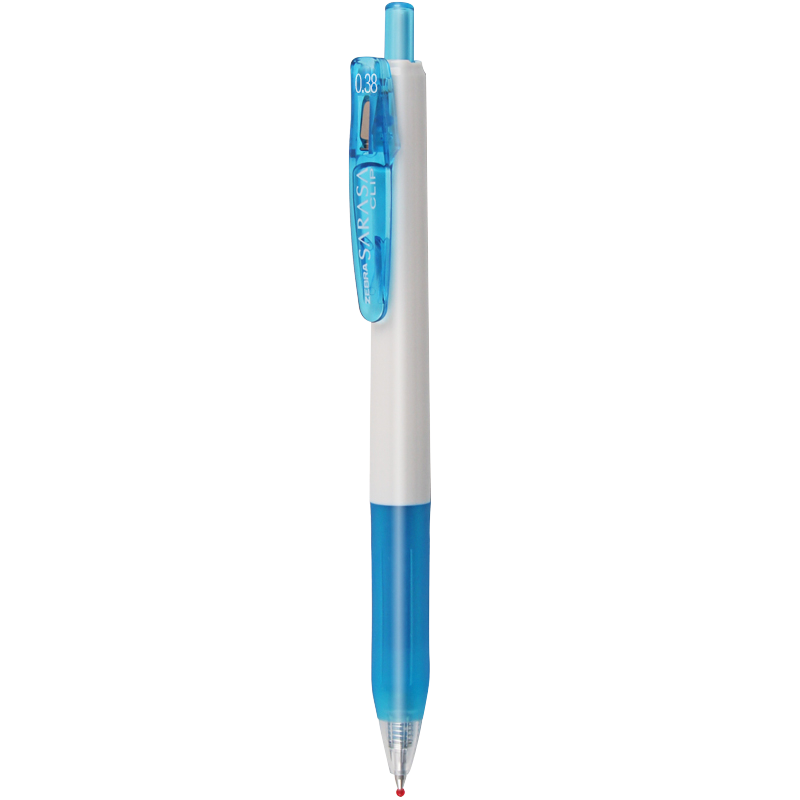 ZEBRA Gel Pen, 0.38mm Bullet Tip, Retractable Signing Pen, Large Capacity Rollerball Pen for Students And Office Use, JJXZ15W, Light Blue