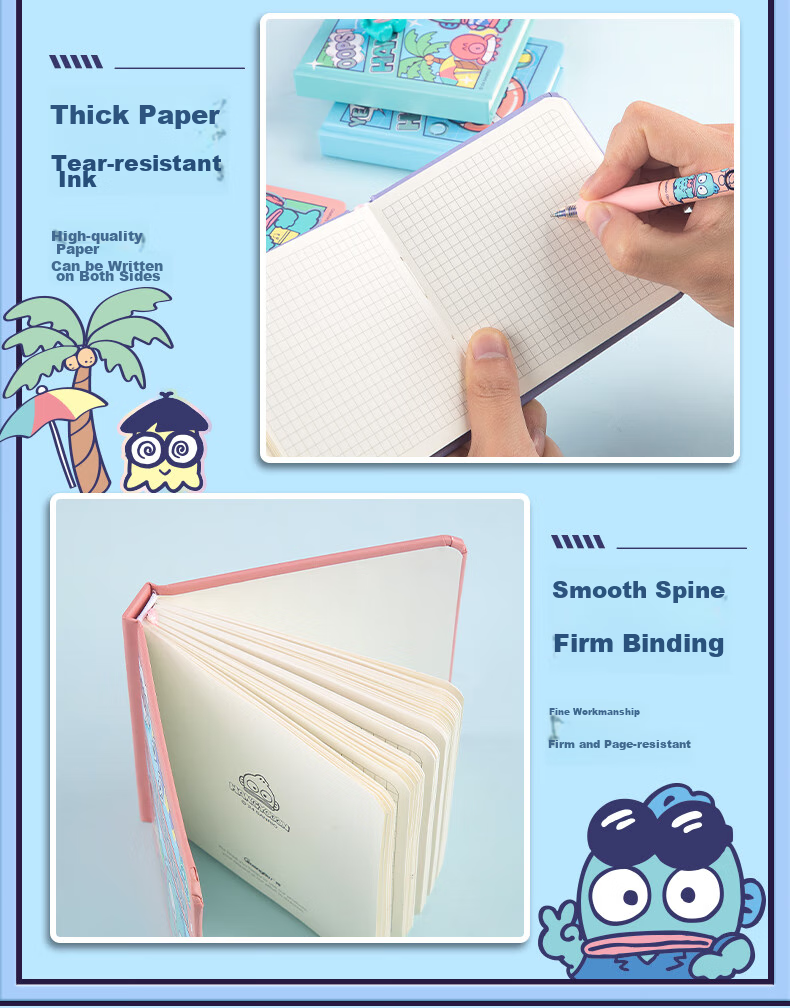 GuangBo X Sanrio Little Mermaid Series Square Pocket Notebook, High-Quality Journal, Grid Inner Pages, Diary, 80 Sheets, 98*98mm, Random Color, KT81412 11