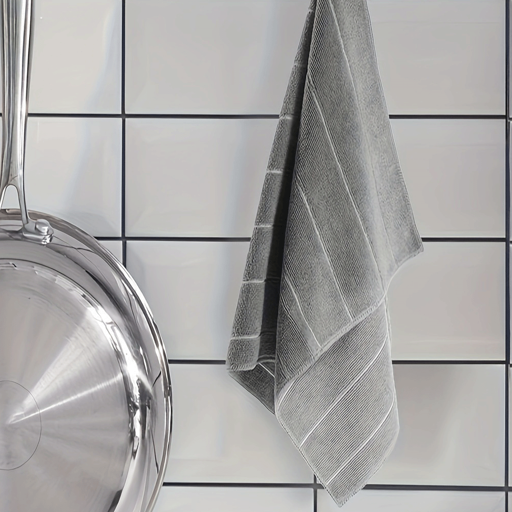 Good Weather Car Wash Towel Multifunctional Striped Cleaning Cloth Lint-Free 25x25cm Gray 10-Pack 2