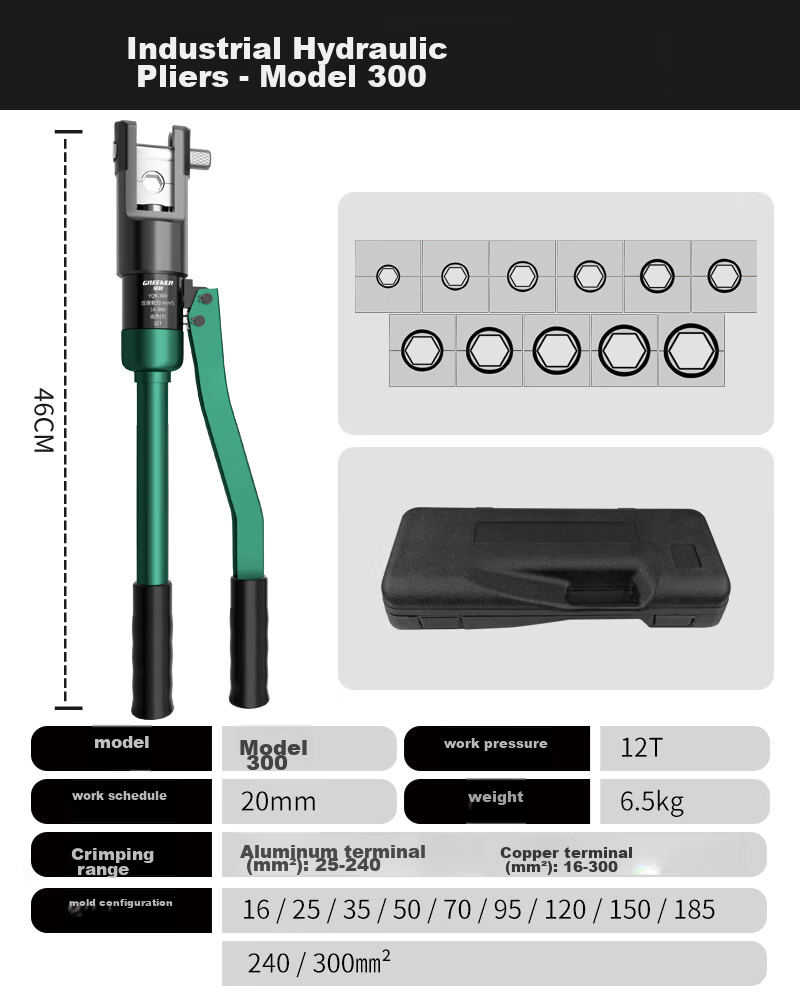 GREENER Household Hydraulic Crimping Pliers, Terminal Crimper, 10-120 Square Manual Crimping Cable Copper Pressure Pliers, Electrician's Special Wire Crimping Pliers 15