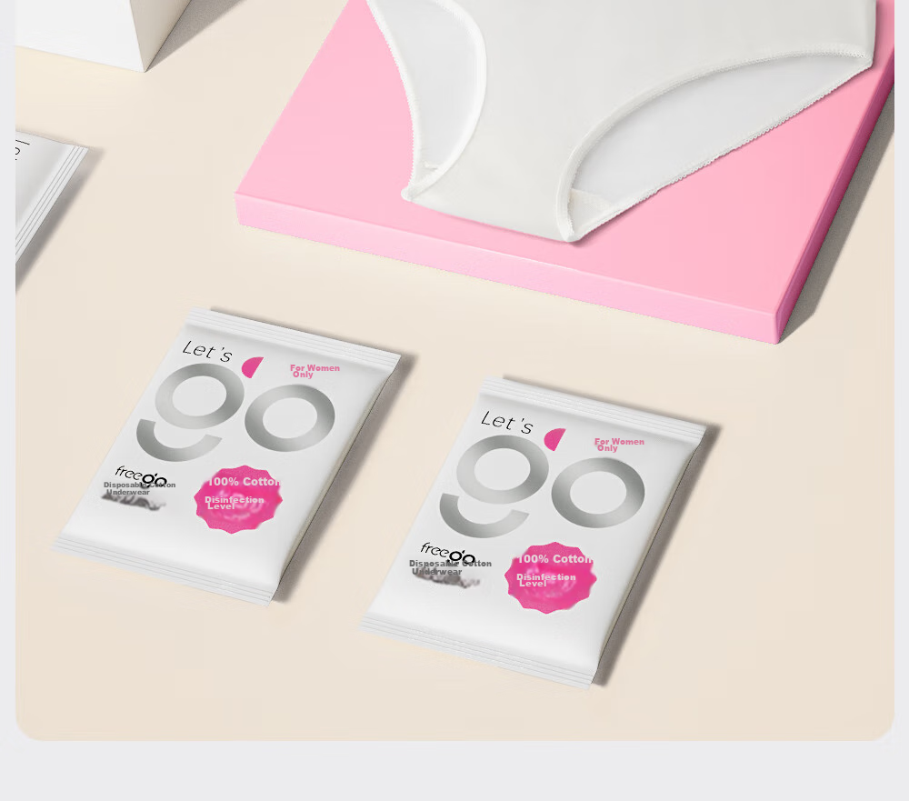 Freego Disposable Women's Underwear, Pure Cotton, Sterile, for Travel, Business Trips, Menstruation, Pregnant Women, Daily Disposable, No-Wash, Individually Wrapped, 30 Pieces, Size L 30