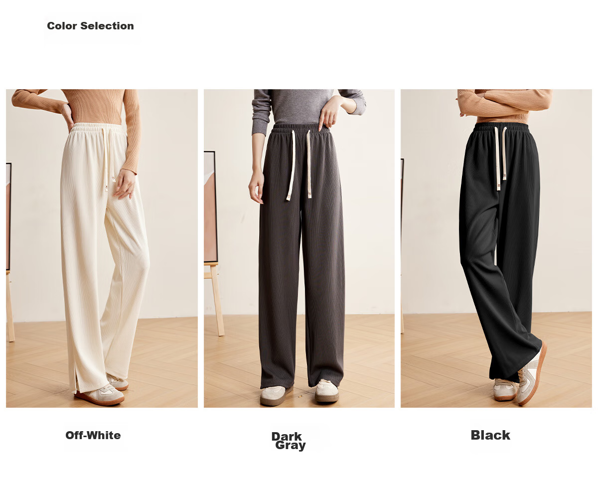 Halo Queen Women's Casual Pants, Spring And Autumn Drawstring Loose Wide-Leg Trousers, Fashionable Slimming Straight-Leg Pants H13QK5970 19