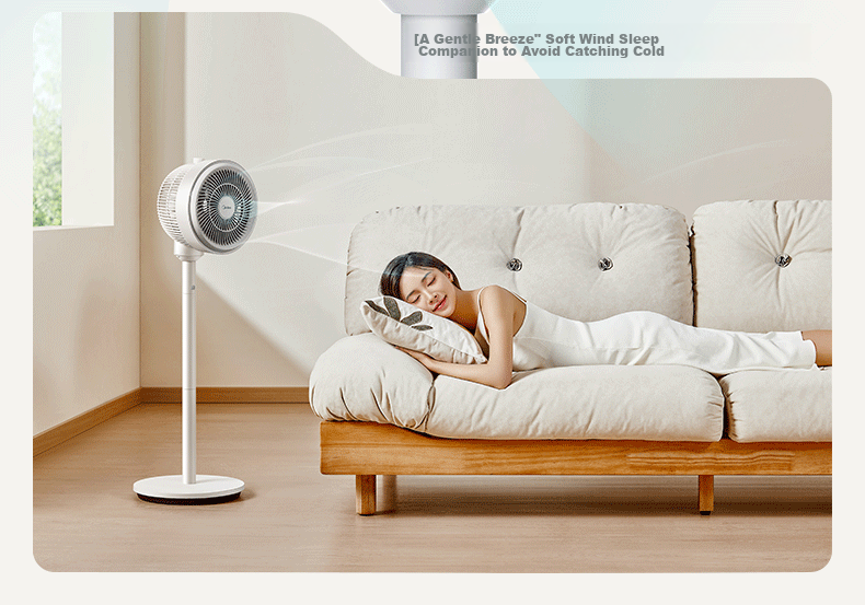 Midea [Storm Circulation] Air Circulator Fan, High Airflow Electric Fan, Floor Fan, Quiet Home Desktop Oscillating Fan, Bedroom Energy-Saving Small Fan, Gentle Wind Light Feather Fan FGA24TQ 19