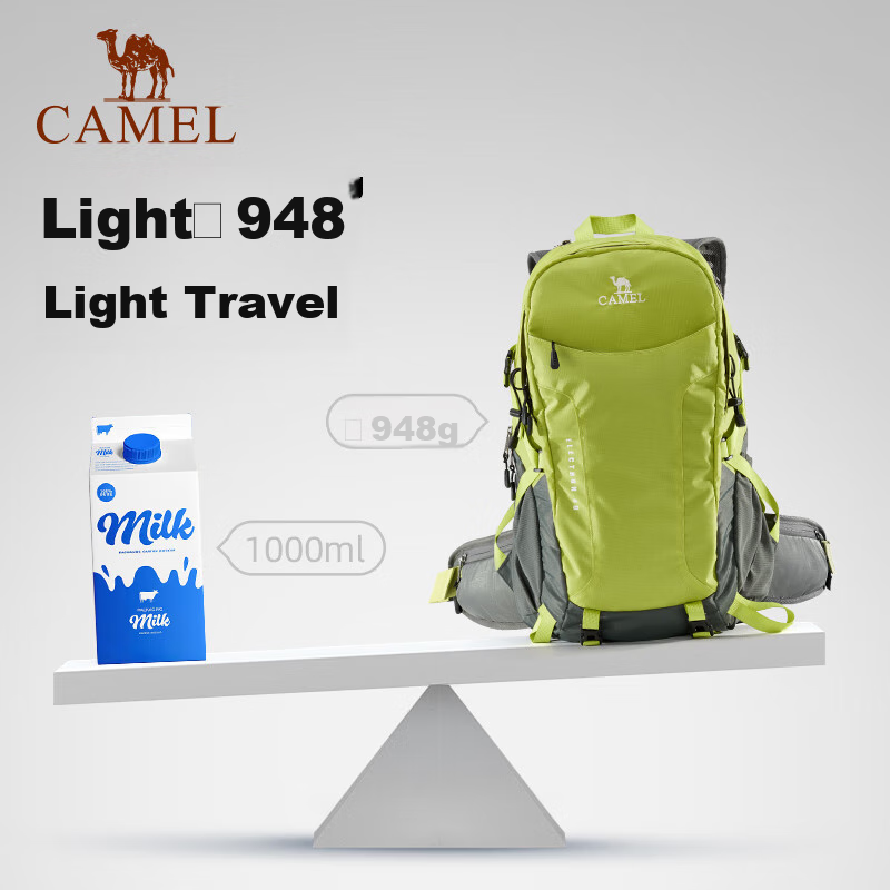 CAMEL Outdoor Hiking Backpack, Professional Trekking Waterproof Travel Water-Resistant Lightweight Rucksack, Double Shoulder Bag, 574D789643