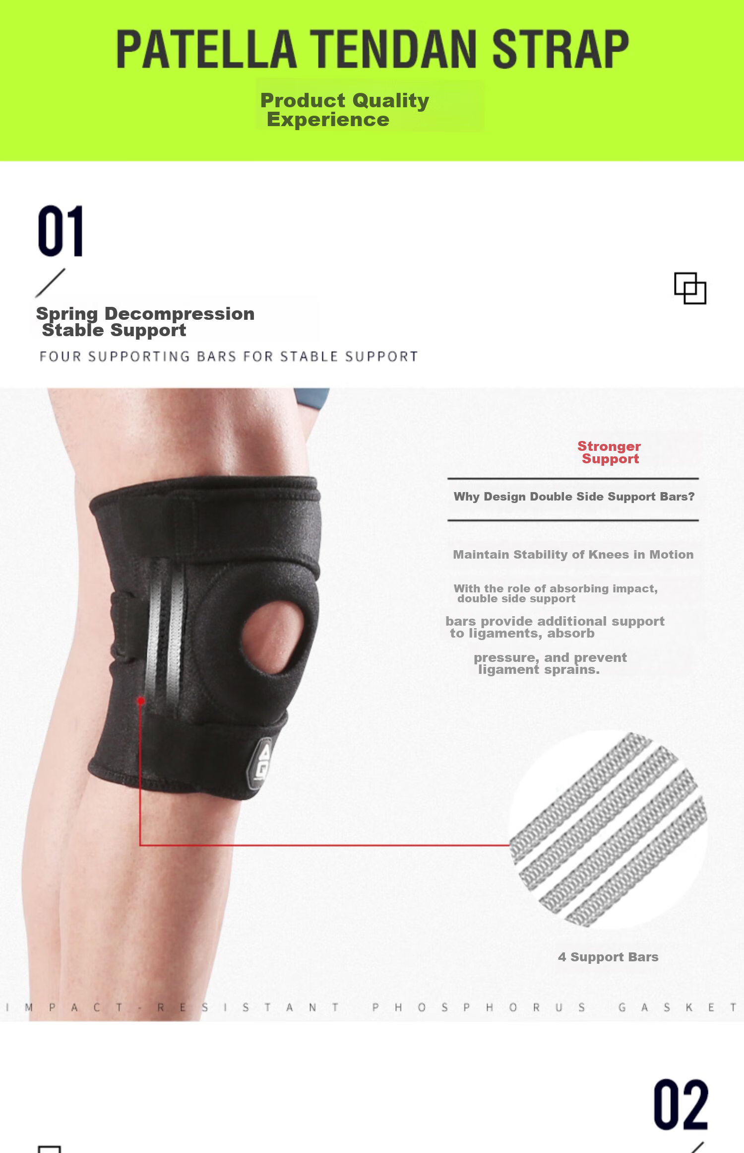 AQ Professional Sports Knee Brace for Men And Women, Suitable for Basketball, Badminton, Running, Hiking, Meniscus Protection W51502 L/XL Single Piece 9