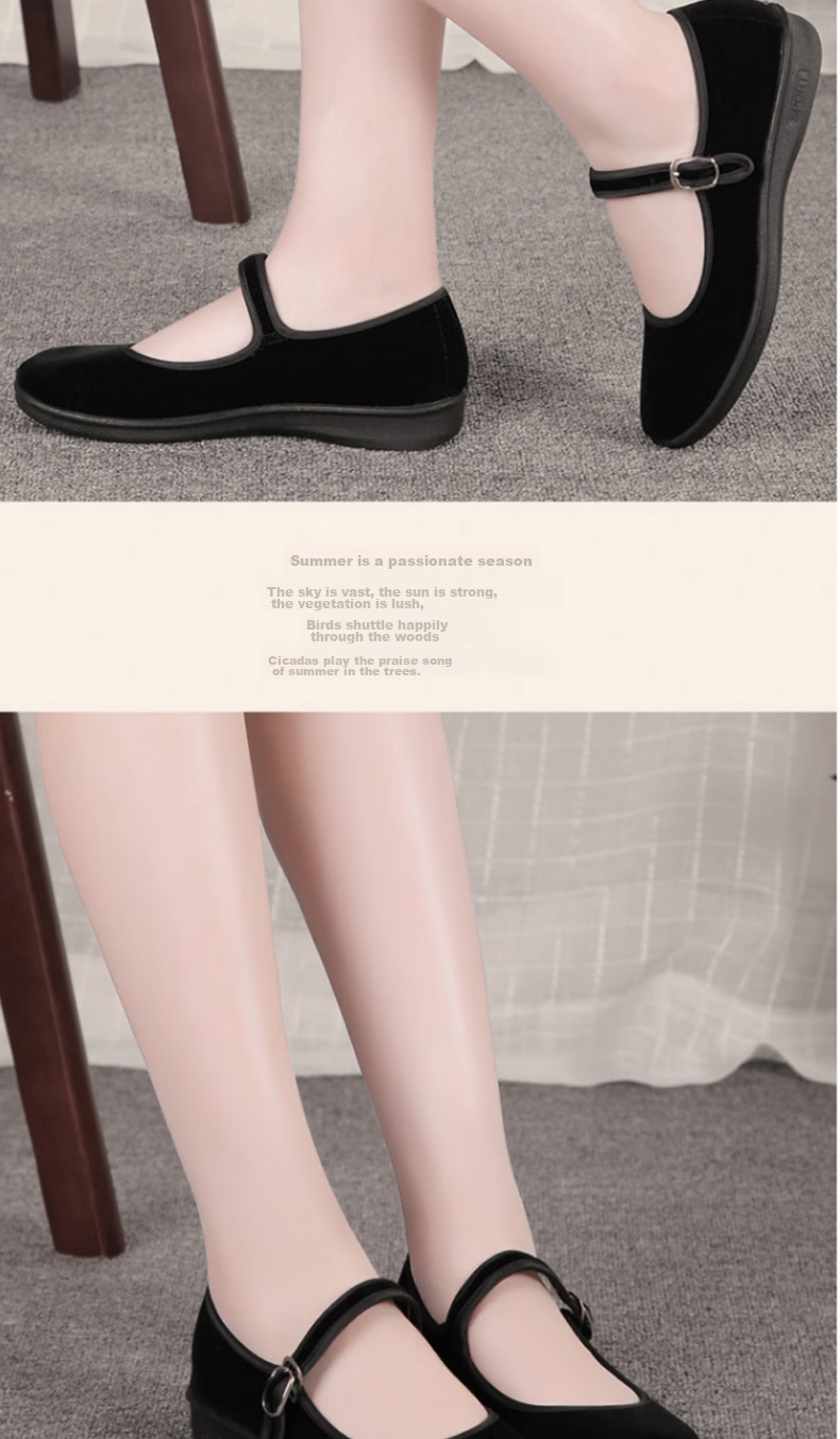 BUS HEYUAN Women's Flat Hotel Black Work Uniform Waitress Restaurant Hotel Etiquette Dance Single Old Beijing Cloth Shoes 2W10 Size 40 3