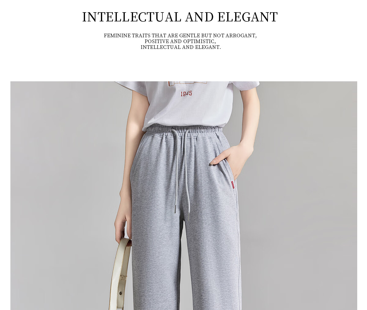 Chushen Spring Autumn Women's Elastic High Waist Slim Straight Korean Student Sweatpants Casual Pants S137R1257 15