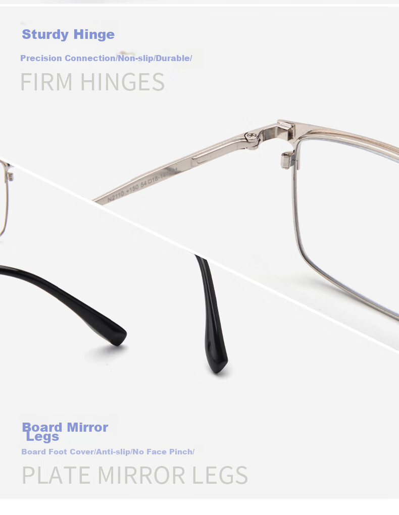 Nianqingtai Reading Glasses for Men, High-Definition Metal Full-Frame Business Anti-Blue Light High-Quality Presbyopic Glasses 668+300 Degrees 11