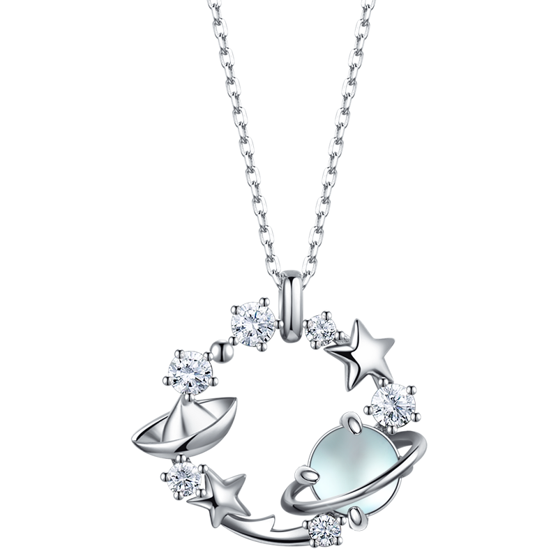 Fanci Romantic Planet Necklace for Women with Silver Planet Pendant, Luxurious High-End Birthday Gift for Girlfriend
