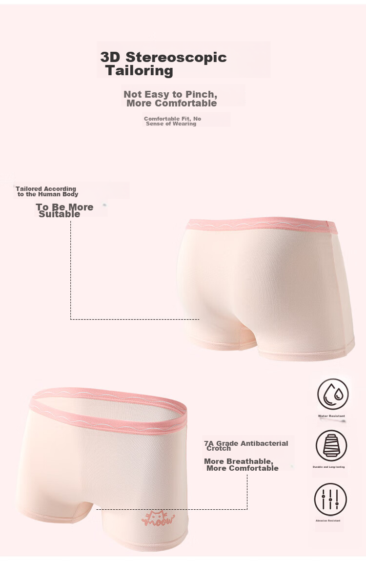 Bingxuemumian Girls' Cotton Boxer Briefs, 7A Grade Antibacterial, Breathable, Solid Color, for Small to Large Children And Toddlers 6