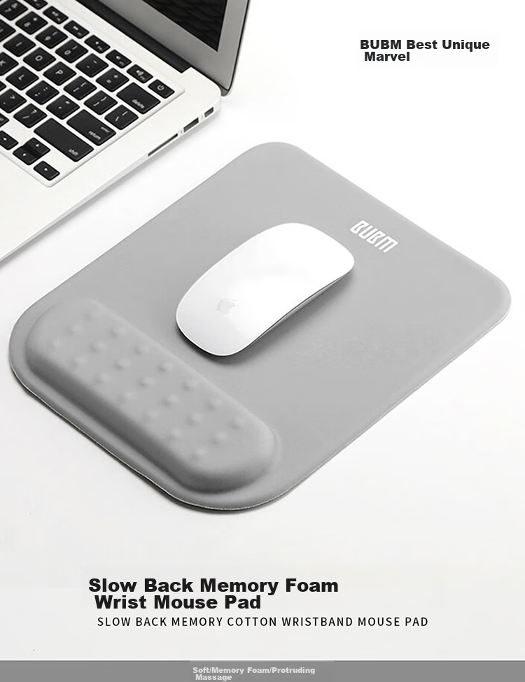 BUBM Memory Foam Wrist Pad, Mouse Pad, Wrist Rest, Cute Creative Simple Silicone Laptop Mouse Wrist Support, Hand And Wrist Pad for Men And Women, JSM-B Smog Blue 1