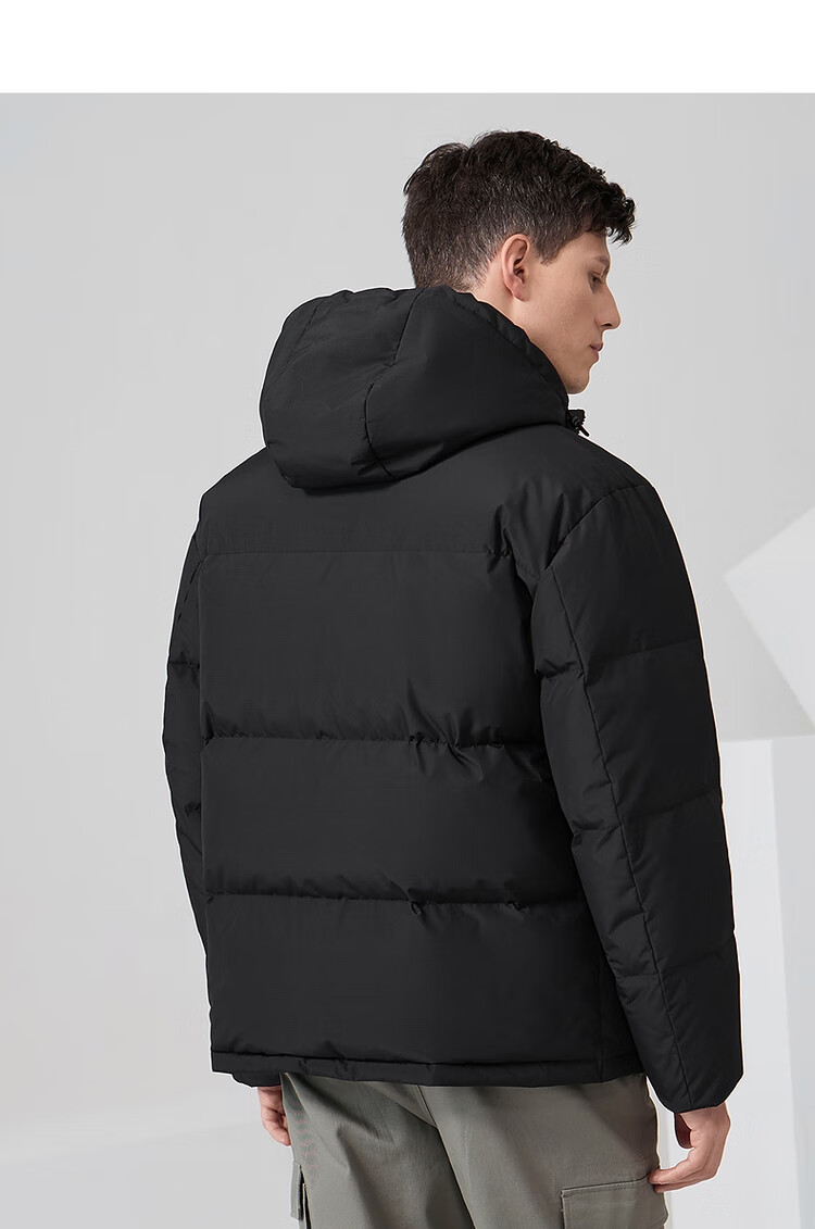 DANCING WOLVES [236G High-Loft Filling] Graphene Insulated Heavyweight Hooded Men's down Jacket, 001 Black, Size 185 10