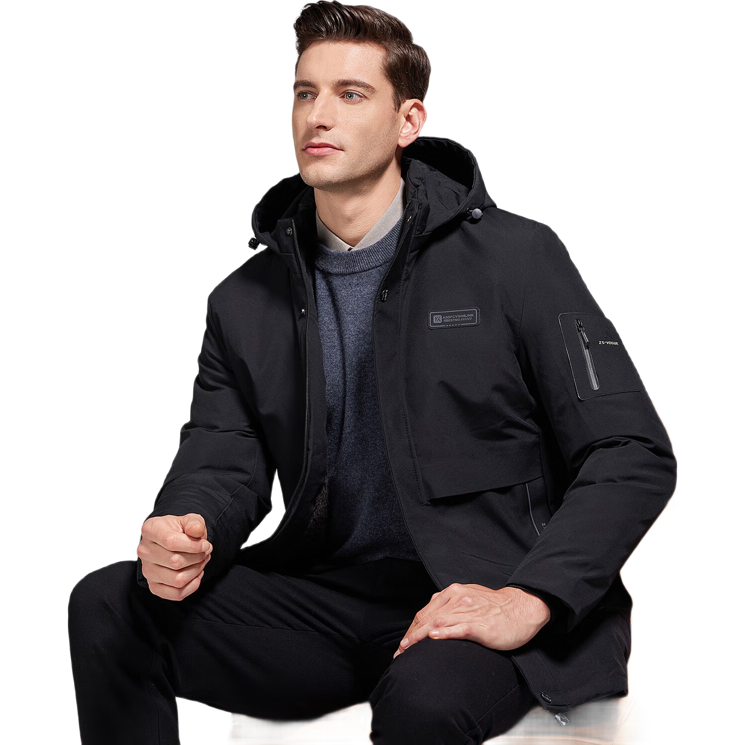 ROMON Cotton Jacket for Men, Autumn And Winter Warm Hooded Casual Outdoor Loose Puffer Coat MY401 Black 4XL