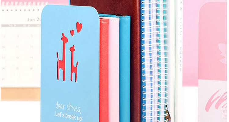 DiLe Metal Bookends / Student Book Stand / Book Clip / Book Rest / Book Block / Creative Office Stationery, 2 Pieces / Set, 2536 Blue Deer 12