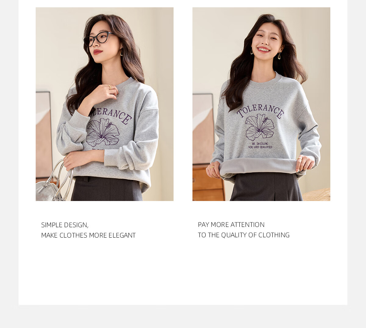 PinCai Elegant Floral Print Crewneck Sweatshirt Casual Versatile Outerwear P143W1008 17