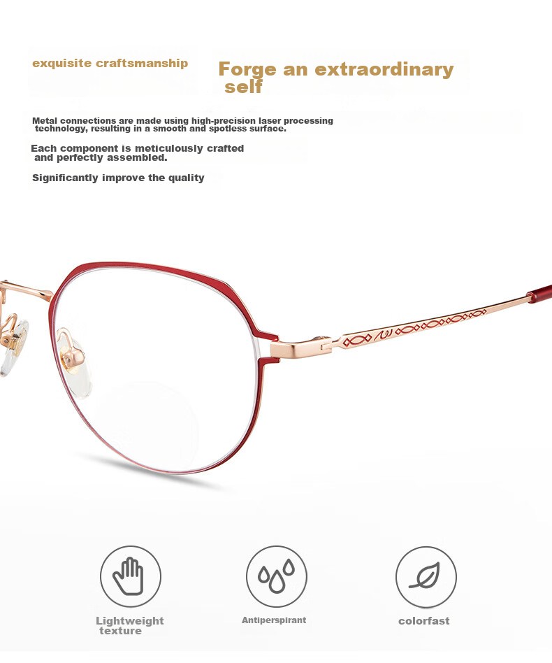 Xiyanghong Reading Glasses for Women, Bifocal Anti-Blue Light Fashionable Ultra-Light Dual-Light Presbyopic Glasses for Elderly E9059H 300 Degrees 13
