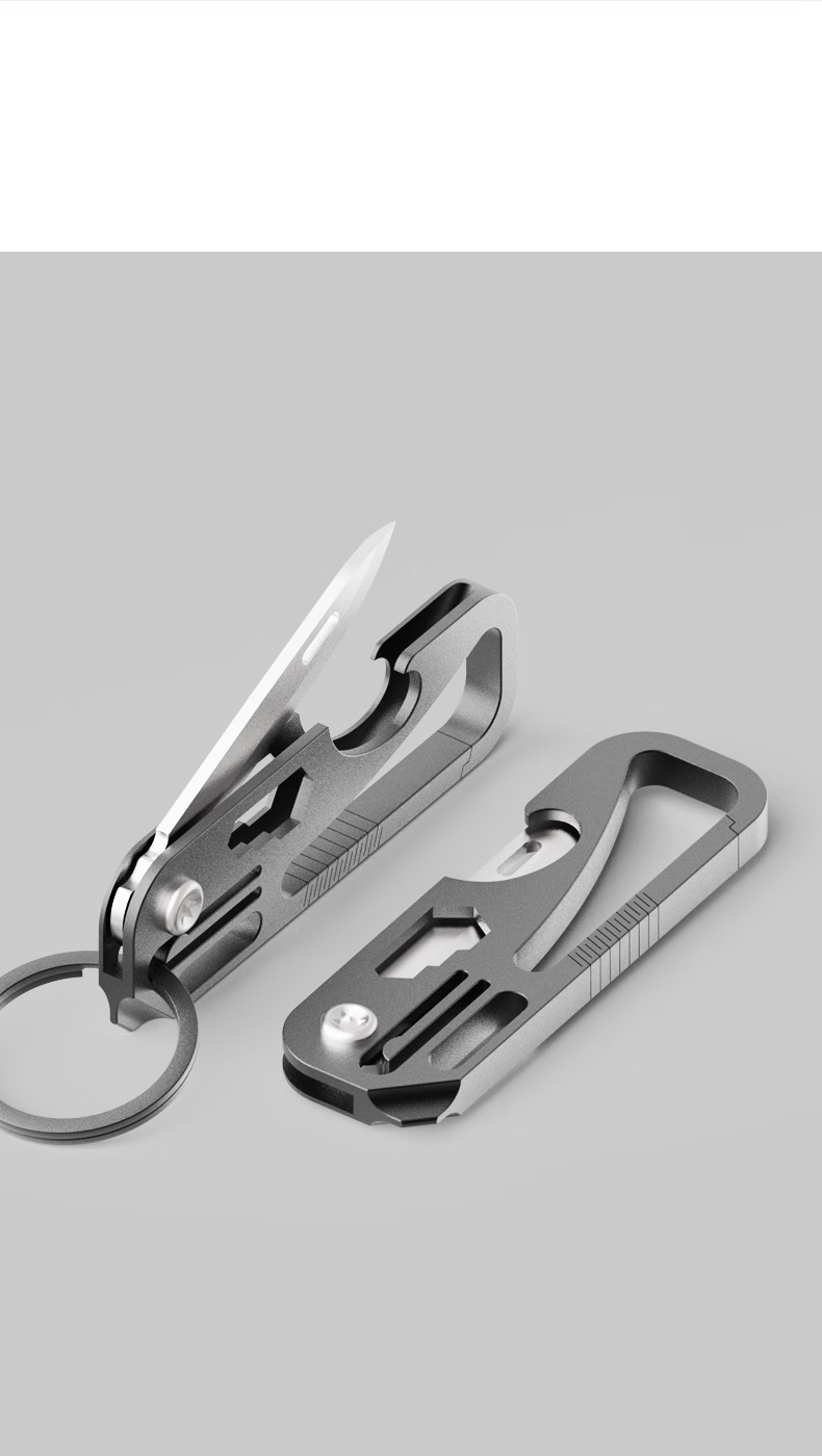 Laiben Titanium Alloy Car Keychain Men's Folding Delivery Knife Self-Defense Portable Key Pendant 11