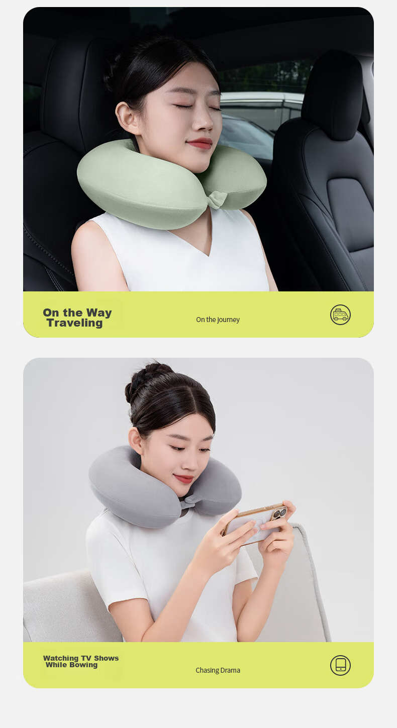 JAGO U-Shaped Neck Pillow, Cervical Pillow, U-Shaped Neck Support Pillow, Airplane Travel Headrest, Memory Foam Nap Pillow, Cervical Spine Pillow, Beige 9