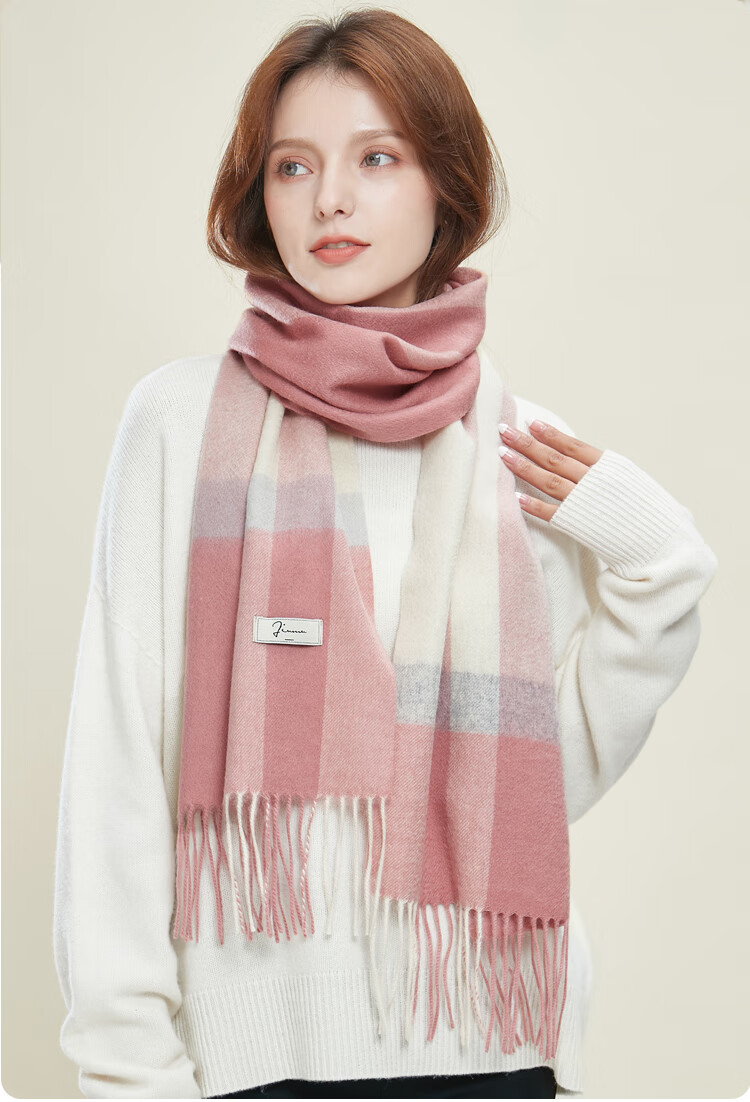 JIUMU Pure Wool Scarf for Women, Autumn And Winter Neck Warmer, Ladies' Warm Shawl, Gift for Women on Mid-Autumn Festival Or Birthday, Gift Box Packaging 25