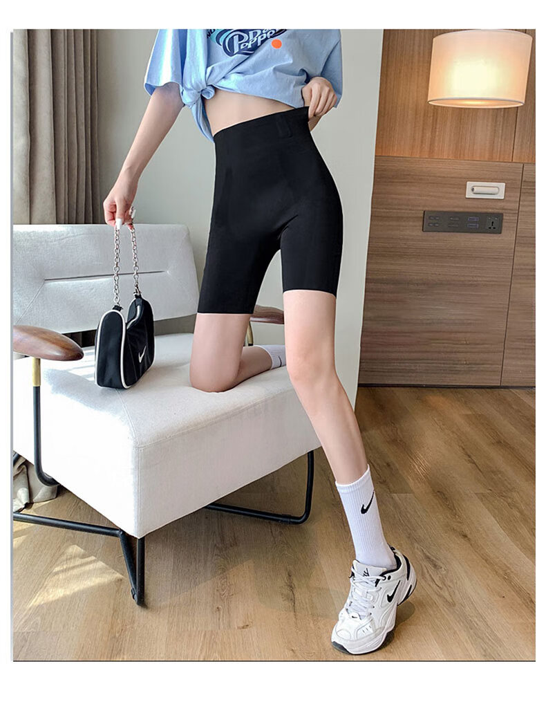 LangSha High-Waisted Tummy Control And Butt-Lifting Shorts for Women, Thin Seamless Shark-Shaped Floating Safety Shorts, Knee-Length Undershorts 24