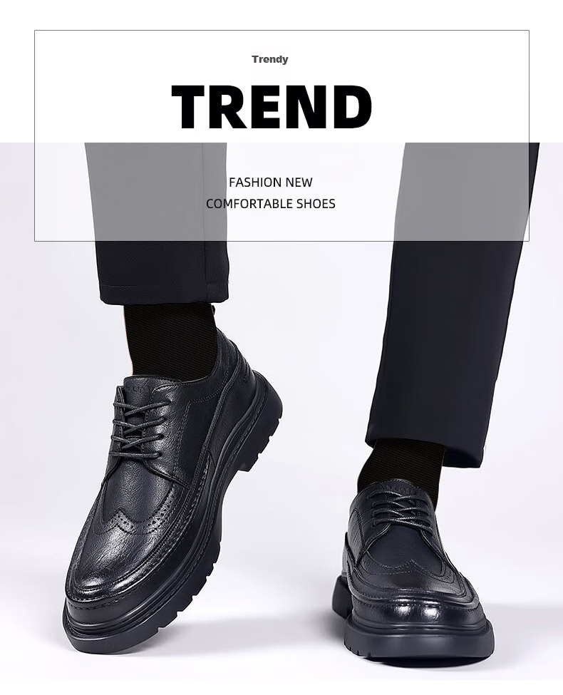 MULINSEN Men's Shoes, Business Casual Leather Shoes, British Brogue Versatile Soft-Soled Work Trendy Shoes, 7263 9