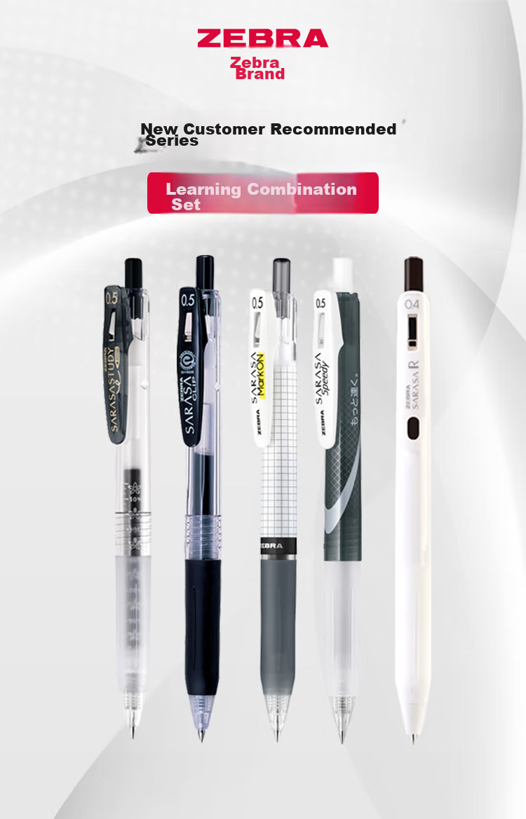 ZEBRA JJ15 Learning Combination Set 13, 0.4mm/0.5mm Student Exam Gel Pens, Office Pens, New Customer Recommendation Series, Pack of 5 1