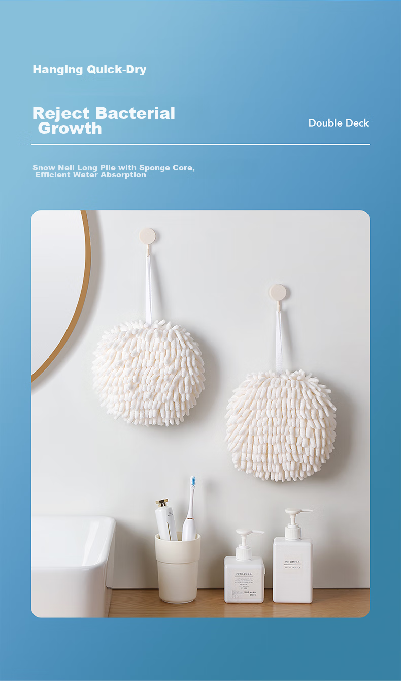 LYNN Hand Towel Hanging Bathroom Kitchen Toilet Wiping Ball, Super Absorbent, Quick-Drying, Lint-Free Hand Towel Cloth 9