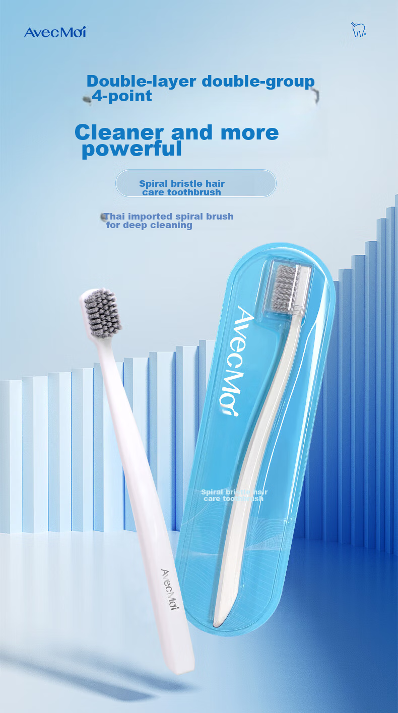Avec Moi Toothbrush, Soft And Flexible Bristles, Adult Fine Bristle Care Toothbrush, 1 Pack (Gentle on Gums, Deep Cleaning) 1