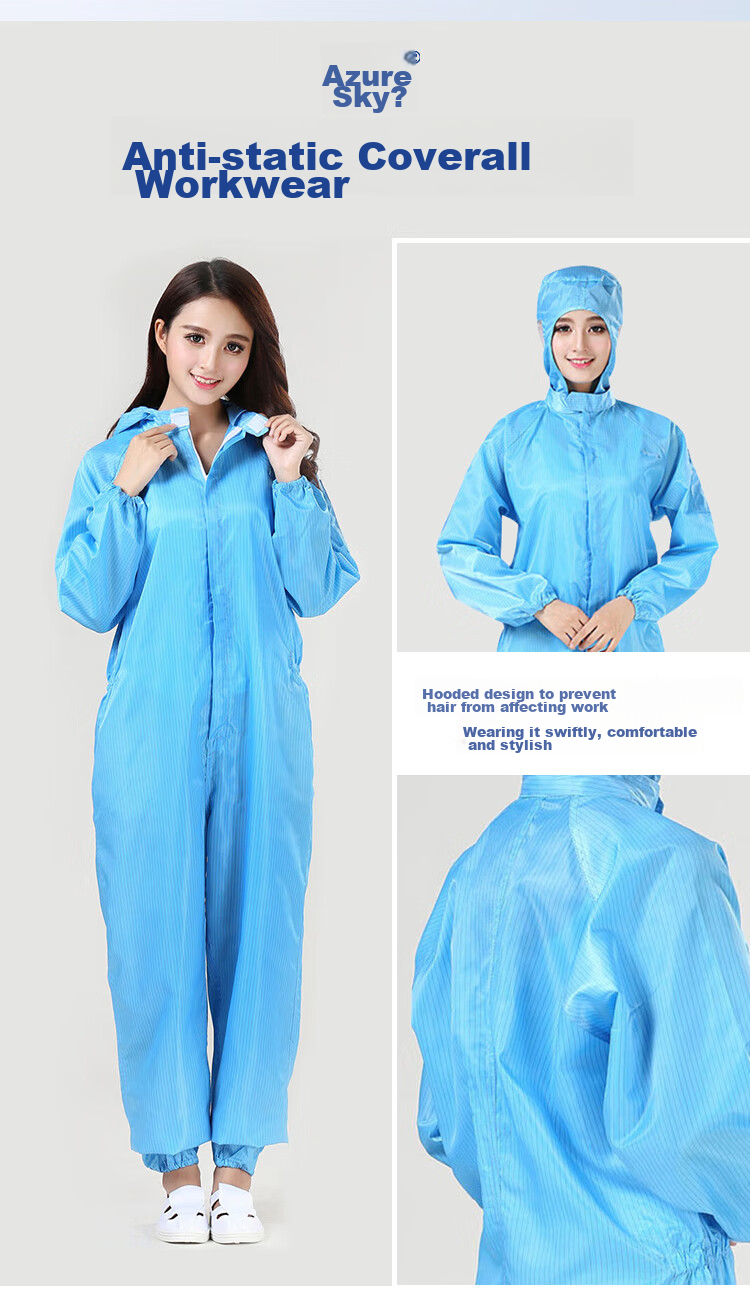 Qingxiao Dust-Free Suit, Anti-Static And Dustproof, Two-Piece, Blue XXL, Cleanroom Paint Protection Workwear 5