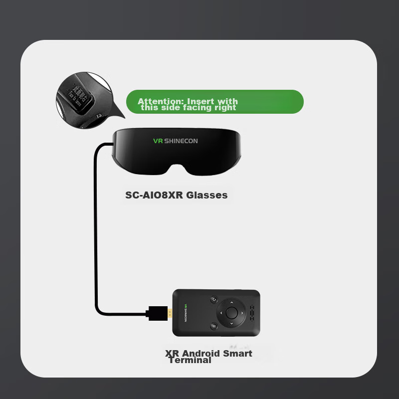 Умные очки XR VRSHINECON SC-AIO8, 1000-дюймовый гигантский экран, VR-гарнитура с высоким разрешением, 3D-дисплей