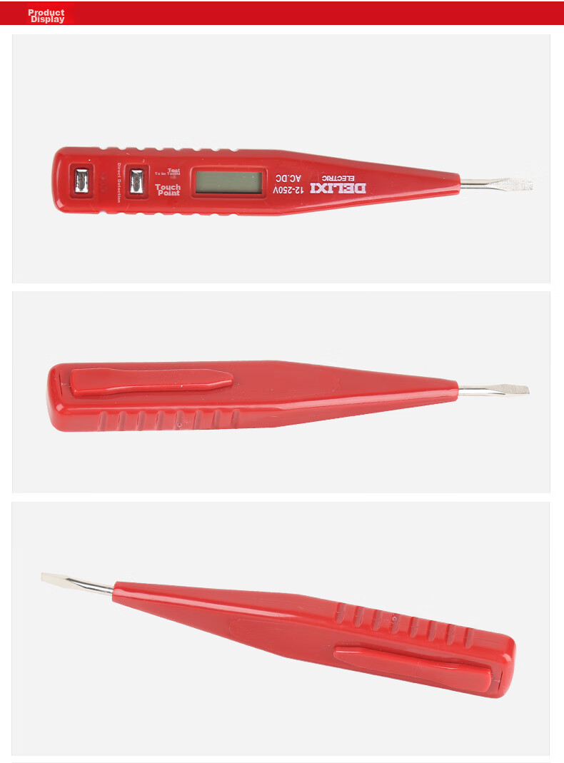 DELIXI ELECTRIC Digital Display Voltage Tester, Multifunctional Induction Electrician Voltage Tester with Wire Inspection And Lighting Function, 12-250V 9