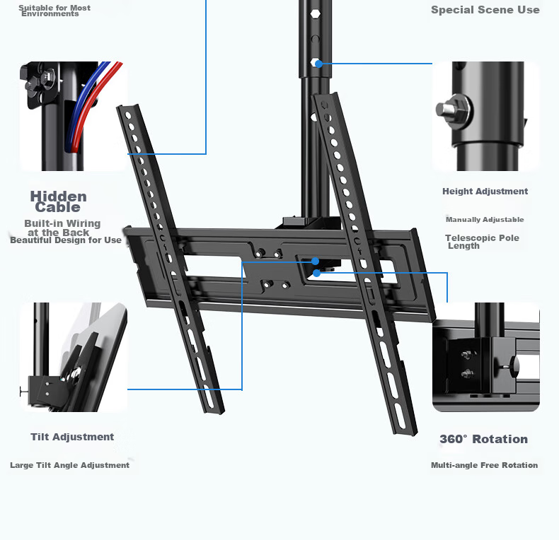 Muhouyingxiong TV Wall Mount Bracket, for 26-65 Inch TVs, Rotating Mount, 360-Degree Rotation, Ceiling TV Mount, Ceiling-Mounted TV Bracket 5