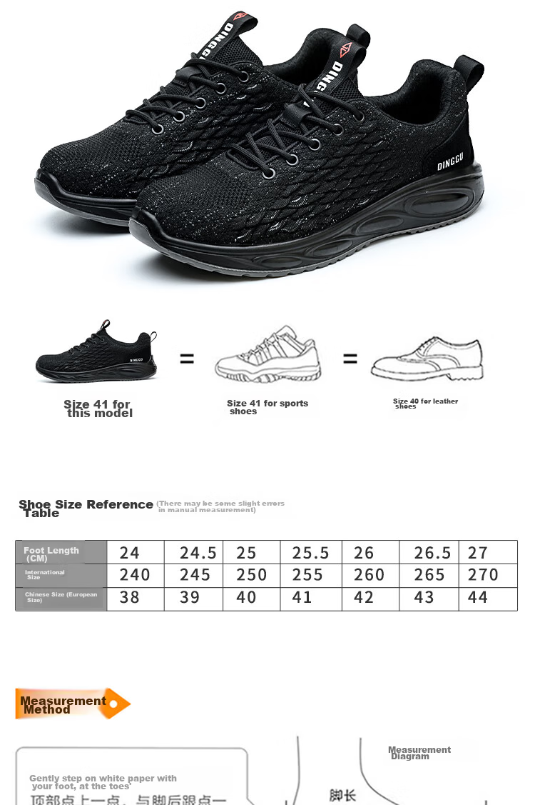 Dinggu Safety Shoes for Men, All-Season Lightweight, Anti-Smashing, Anti-Puncture Steel Toe Work Boots for Construction Sites JD1200hei38 9