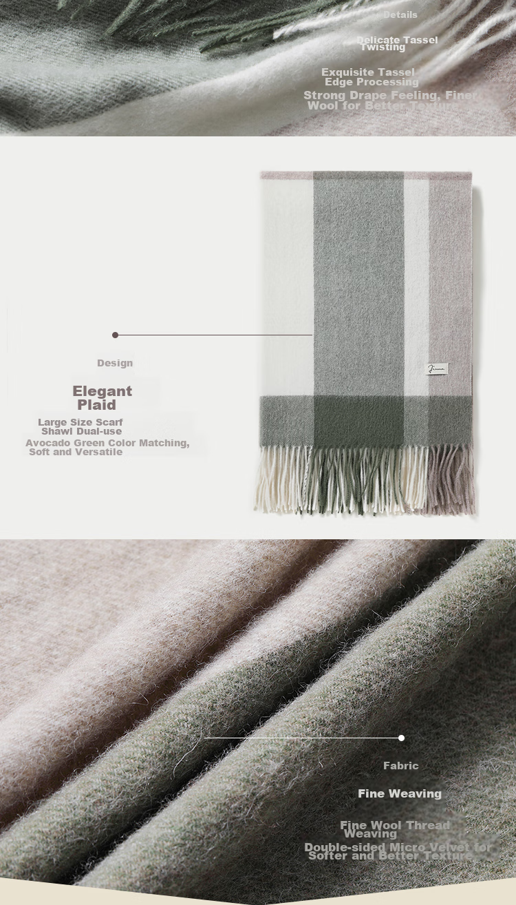 JIUMU Pure Wool Scarf for Women, Autumn And Winter Neck Warmer, Ladies' Warm Shawl, Gift for Women on National Day Or Birthday, Gift Box Packaging 4