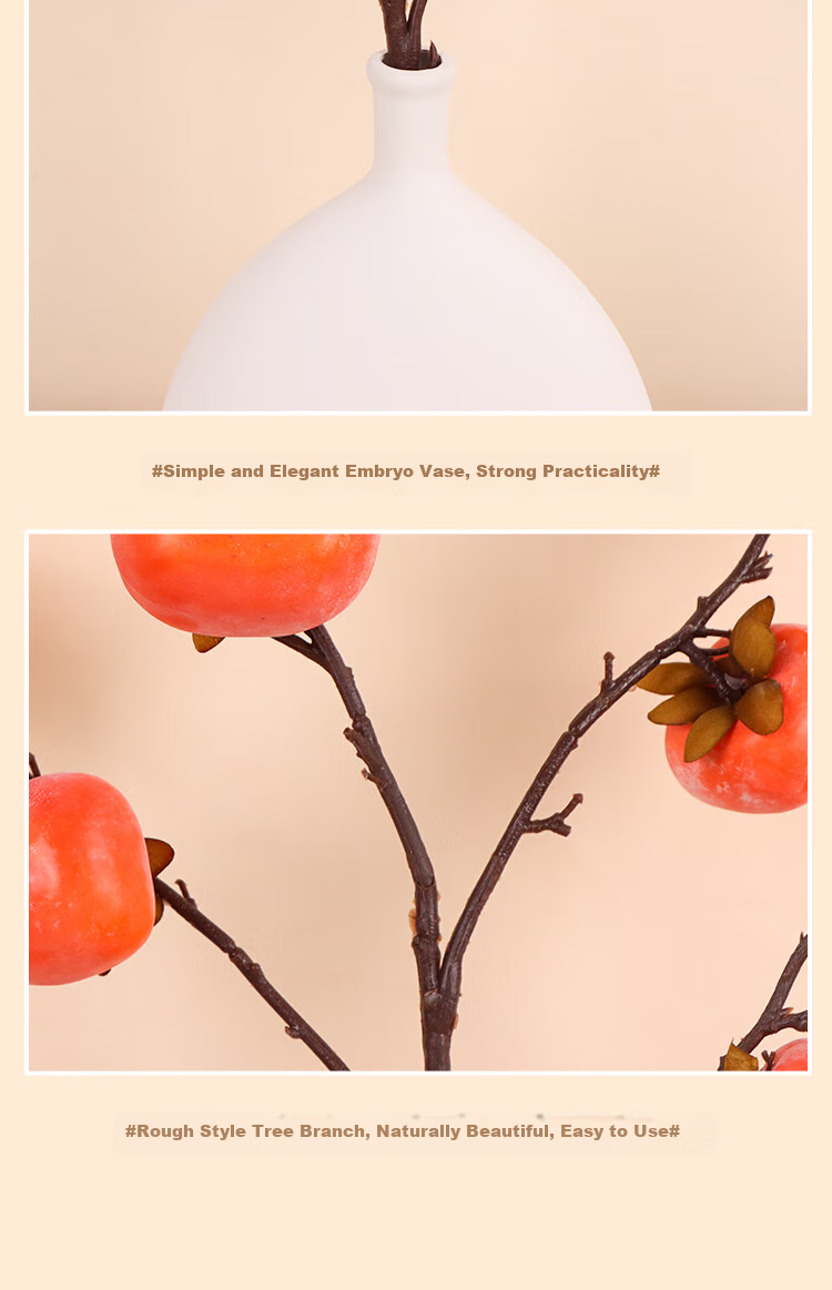 Shengshitaibao Vase Set, Persimmon Flower Arrangement, Housewarming Decoration, Living Room Fake Flowers And Fruits, Everything Goes Well + Flat Bottle 10