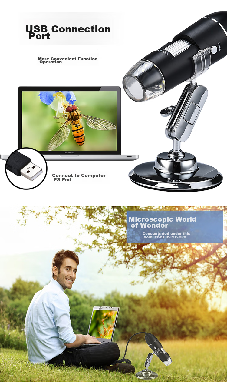 BIJIA Digital Microscope, 500x Zoomable, High-Definition Portable Electronic Magnifier, USB Connected to Computer, Capable of Taking Photos 3