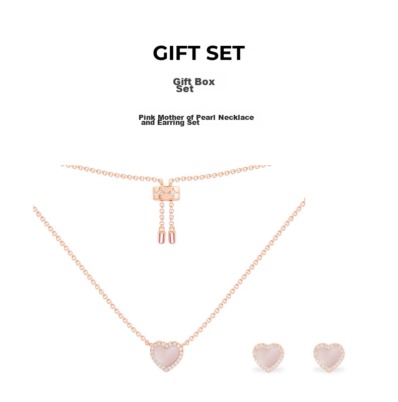 APM Monaco Pink Mother-Of Necklace Sweater Chain + Earrings Gift Box Set Jewelry Birthday Present for Wome 2