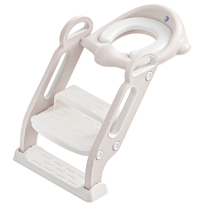 Babyhood Children's Toilet Training Aid, Enlarged And Widened Baby Toilet Seat with Step Stool And Soft Cushion, Milk Coffee Color, Model 132