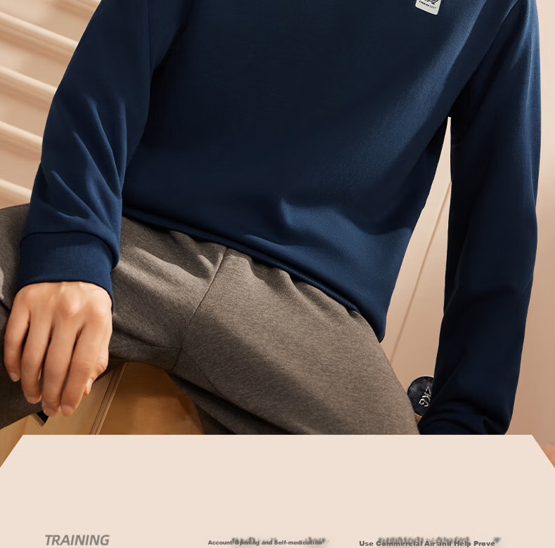 361° Men's Sweatshirt, Spring Long-Sleeve Sportswear, Casual Round Neck Loose Fleece-Lined Top, 652344801D-7 2