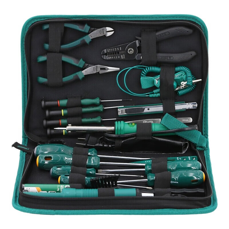 SATA Multifunctional Electrician Household Property Maintenance Toolbox 22-Piece Electronic Repair Kit 03720