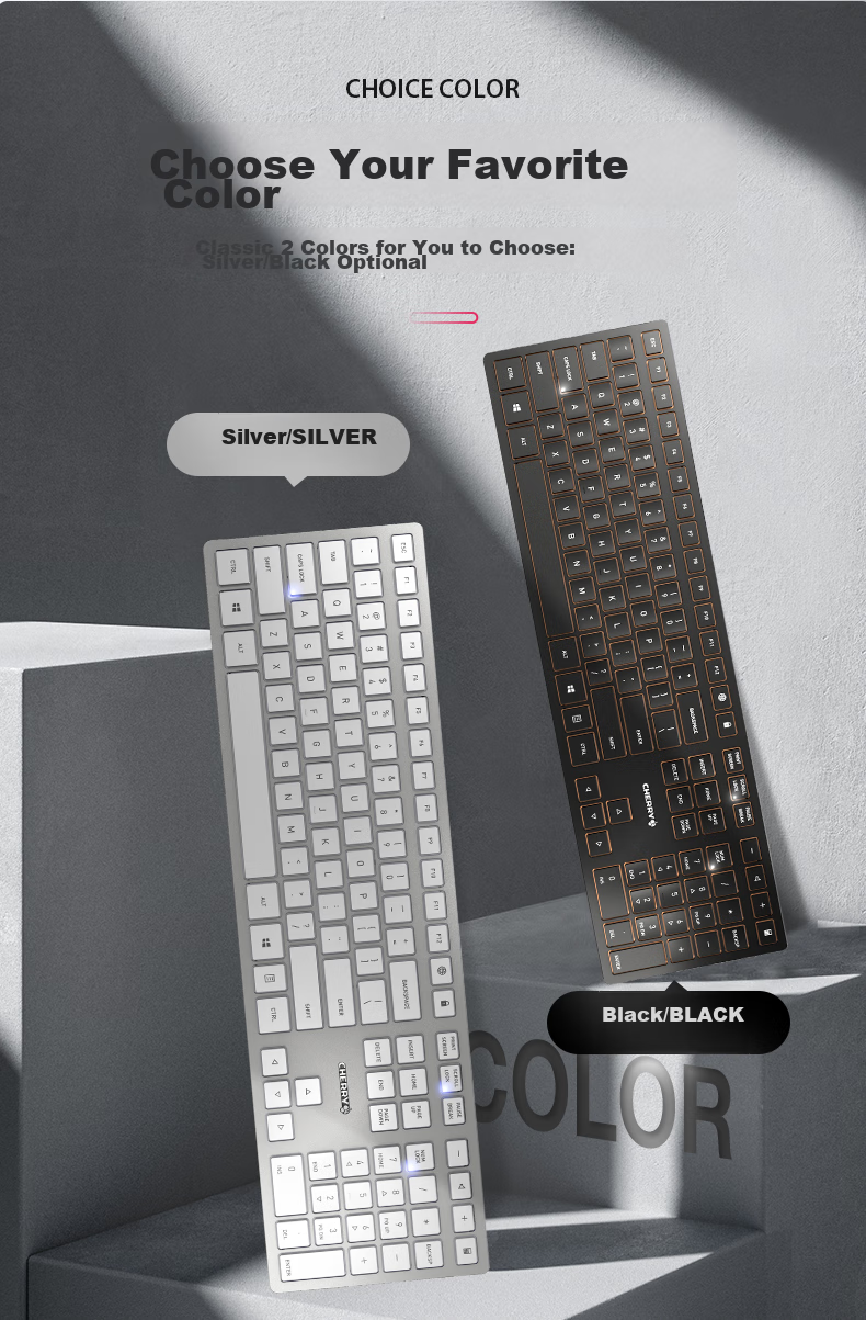 CHERRY DW9100 Wireless Keyboard And Mouse Combo, Bluetooth Dual-Mode Keyboard And Mouse, Computer Keyboard, Office And Business Use, SX Scissor Foot Ultra-Thin Keyboard, Rechargeable Black Model 14